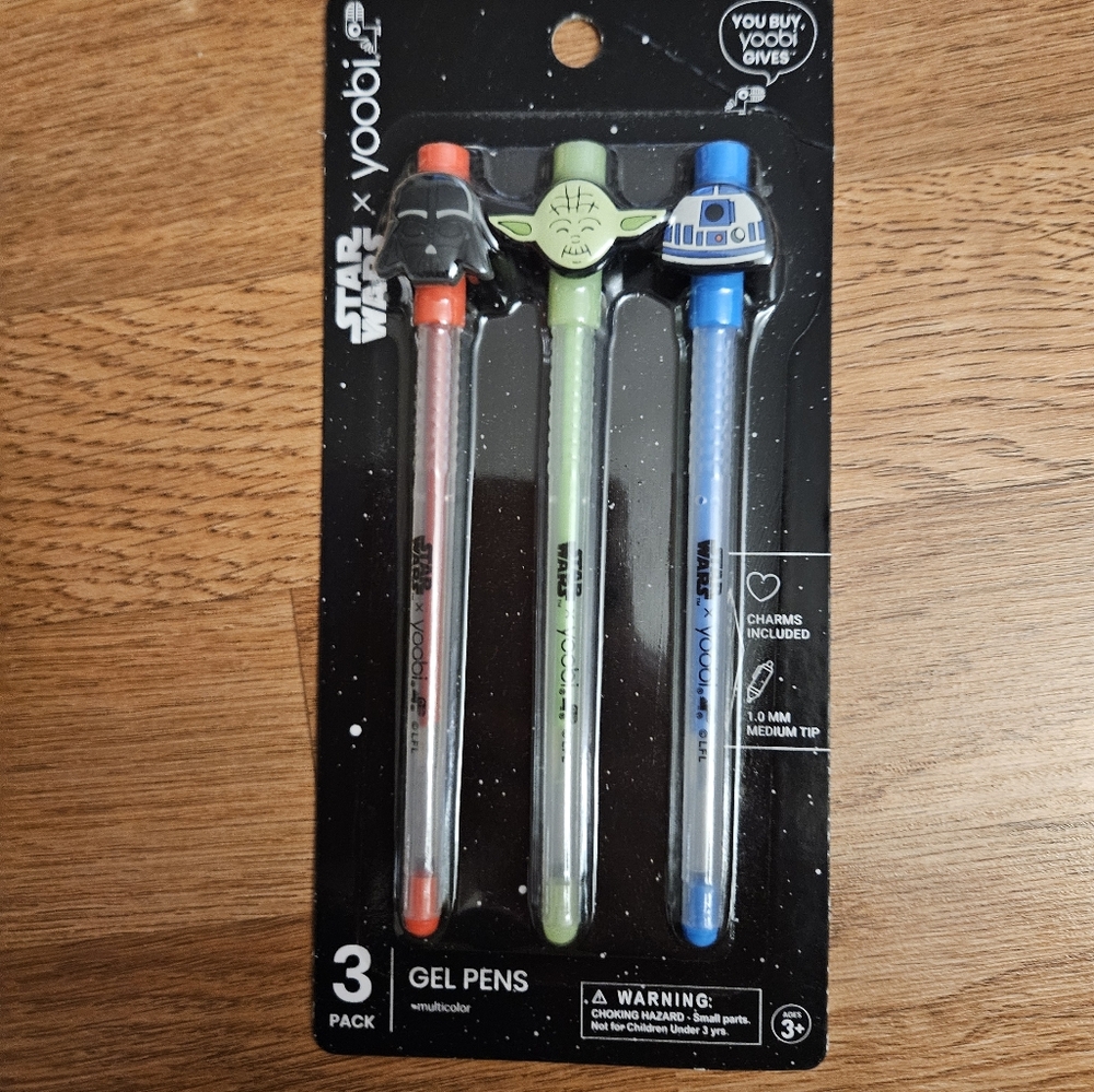 NEW Yoobi x Star Wars Gel Pens with Charms, 3 Pack
